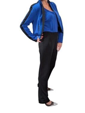 Vintage 90s Cache Jumpsuit Jacket Set XS Blue Black Colorblock USA